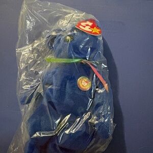 Ty Blue Plush Toy with Colorful Ribbon